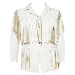 1970S White Leather Men's Fringed Jacket