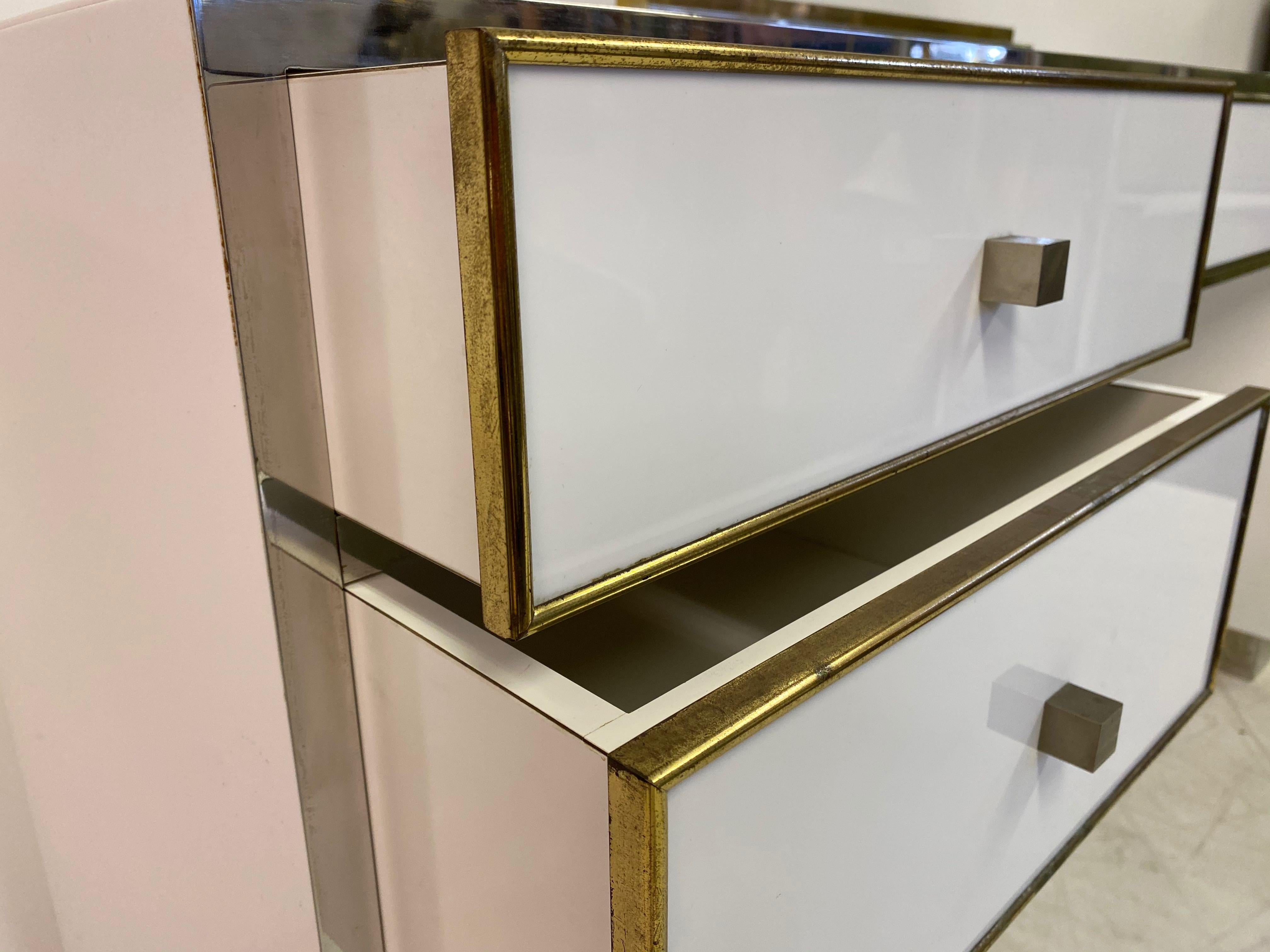 1970s White Lucite, Brass and Chrome Dressing Table by Michel Pigneres 2