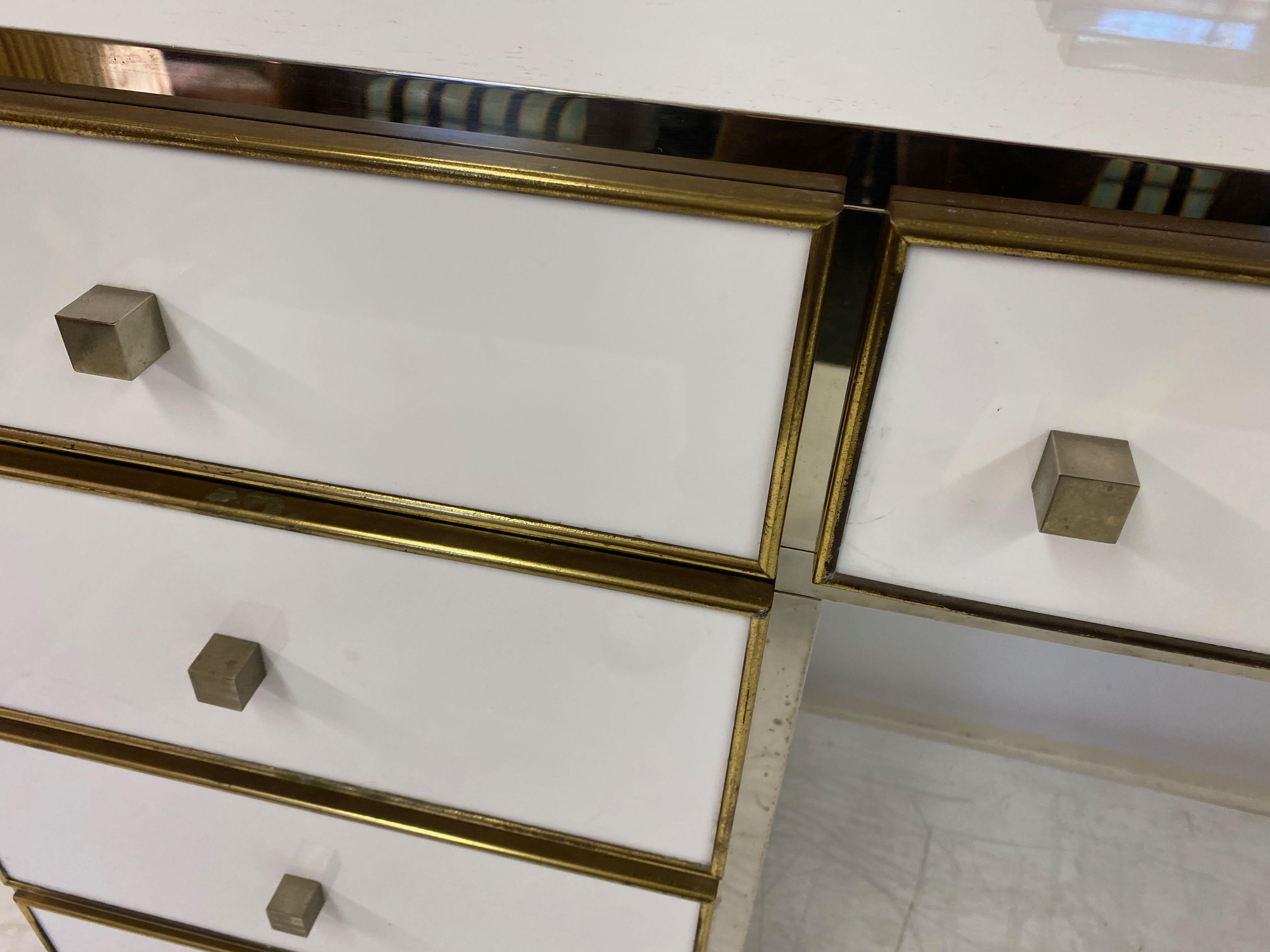 1970s White Lucite, Brass and Chrome Dressing Table by Michel Pigneres 4