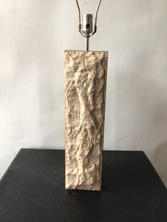 1970s White Marble and Chrome Table Lamp