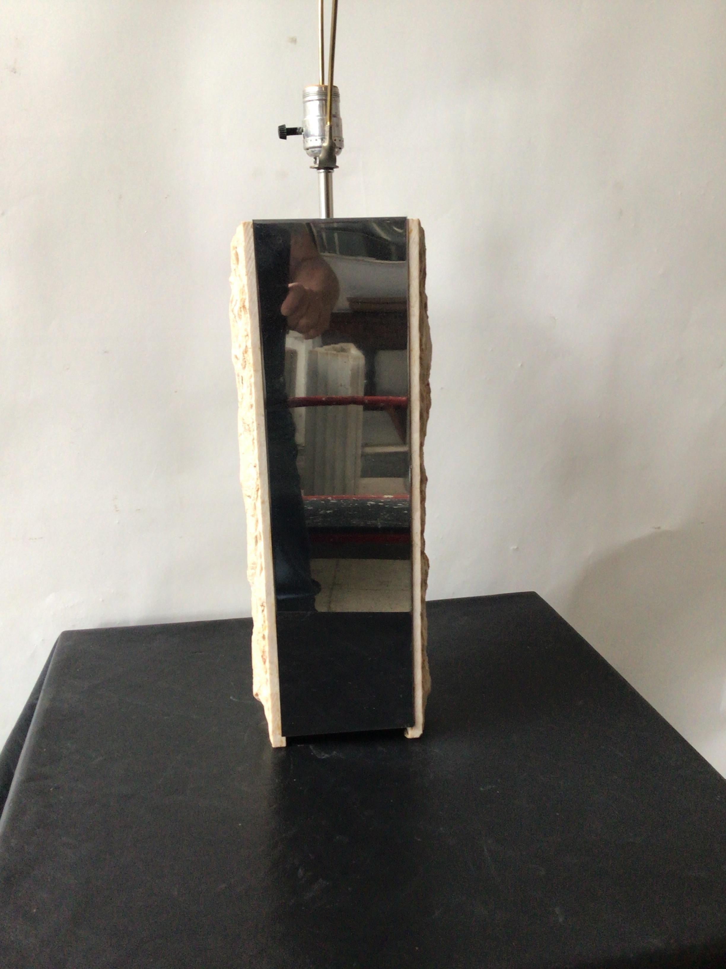 Late 20th Century 1970s White Marble and Chrome Table Lamp For Sale