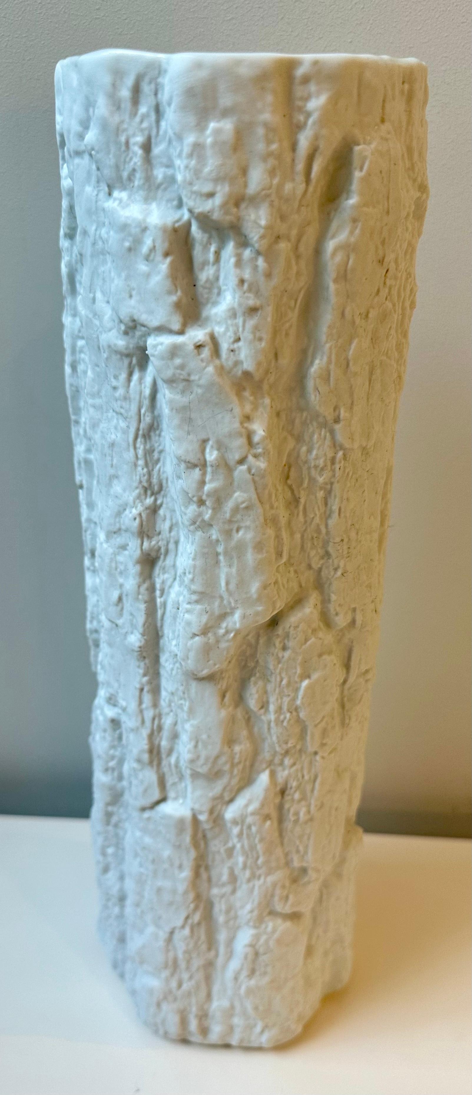 German 1970s White Matt Bisque Tree-Bark 