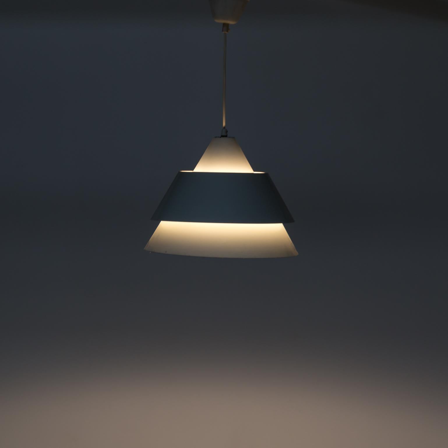 Mid-Century Modern 1970s White Metal Hanging Lamp