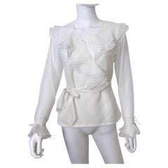 Camicetta in organza e trasparenti anni '70 con colletto increspato Taglia 8