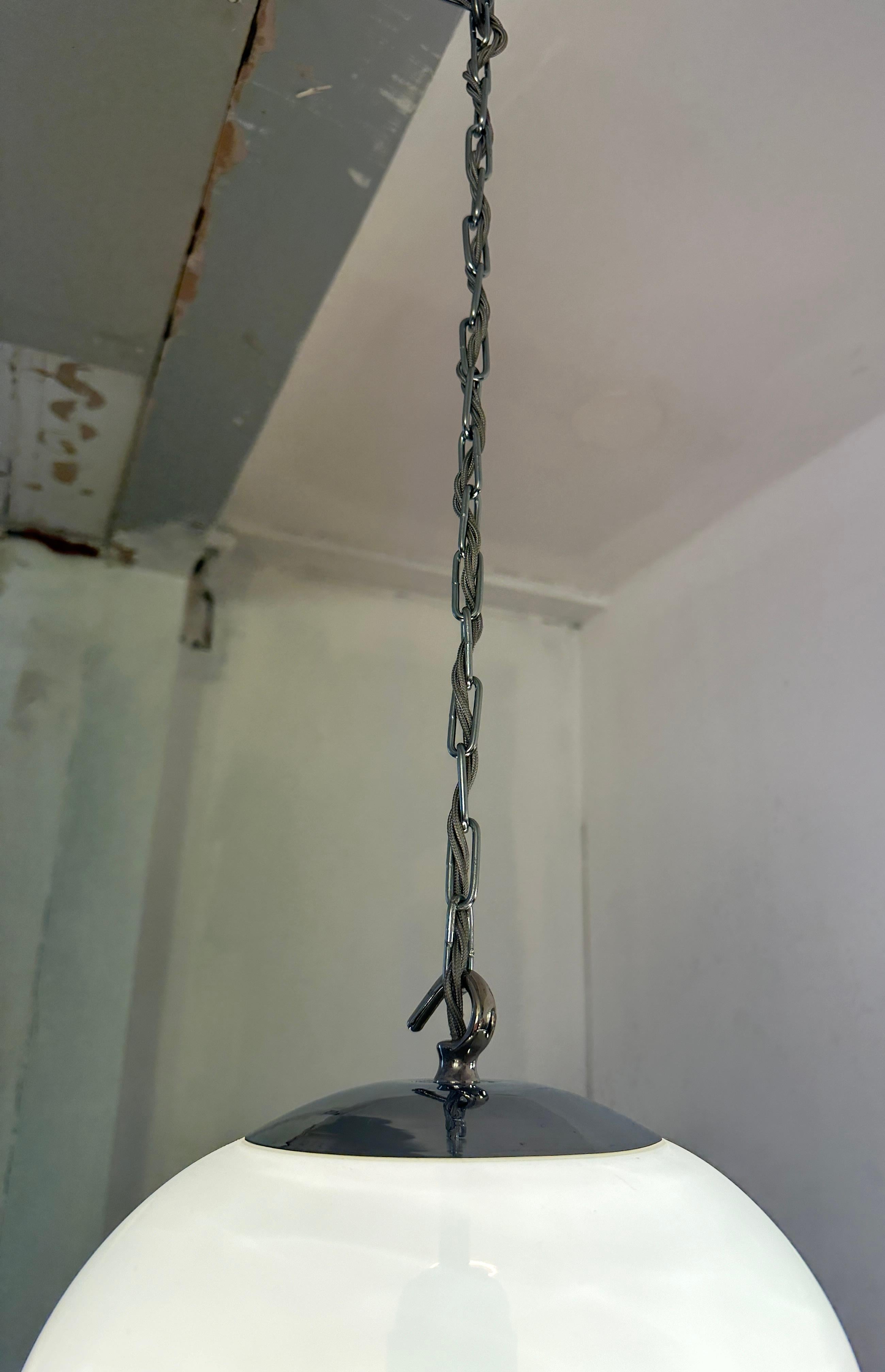 1970s White Plexiglass UFO Space Age Harvey Guzzini Hanging Ceiling Light 4