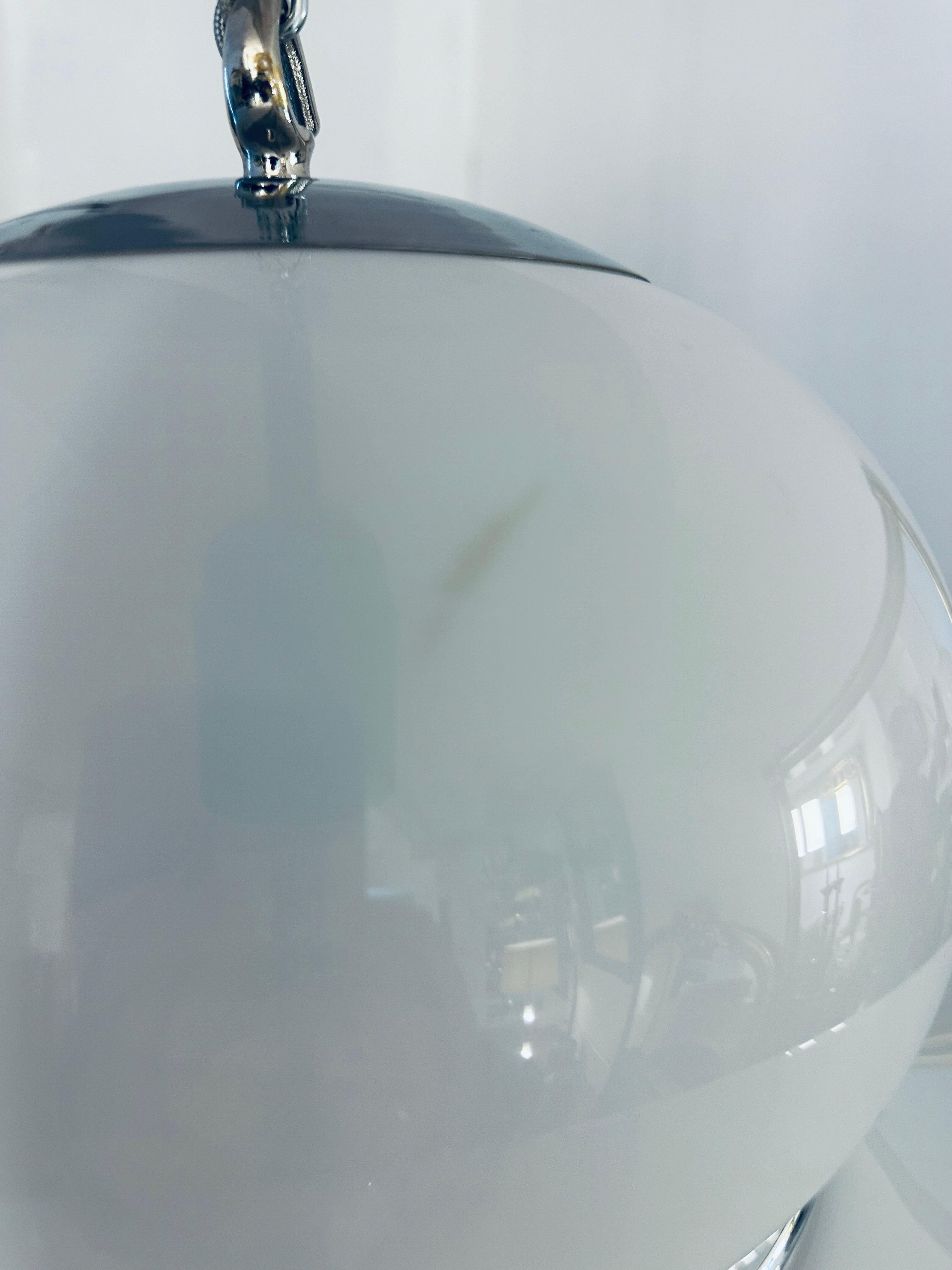 1970s White Plexiglass UFO Space Age Harvey Guzzini Hanging Ceiling Light 13