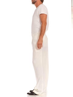 1970S White Polyester Crepe Pants