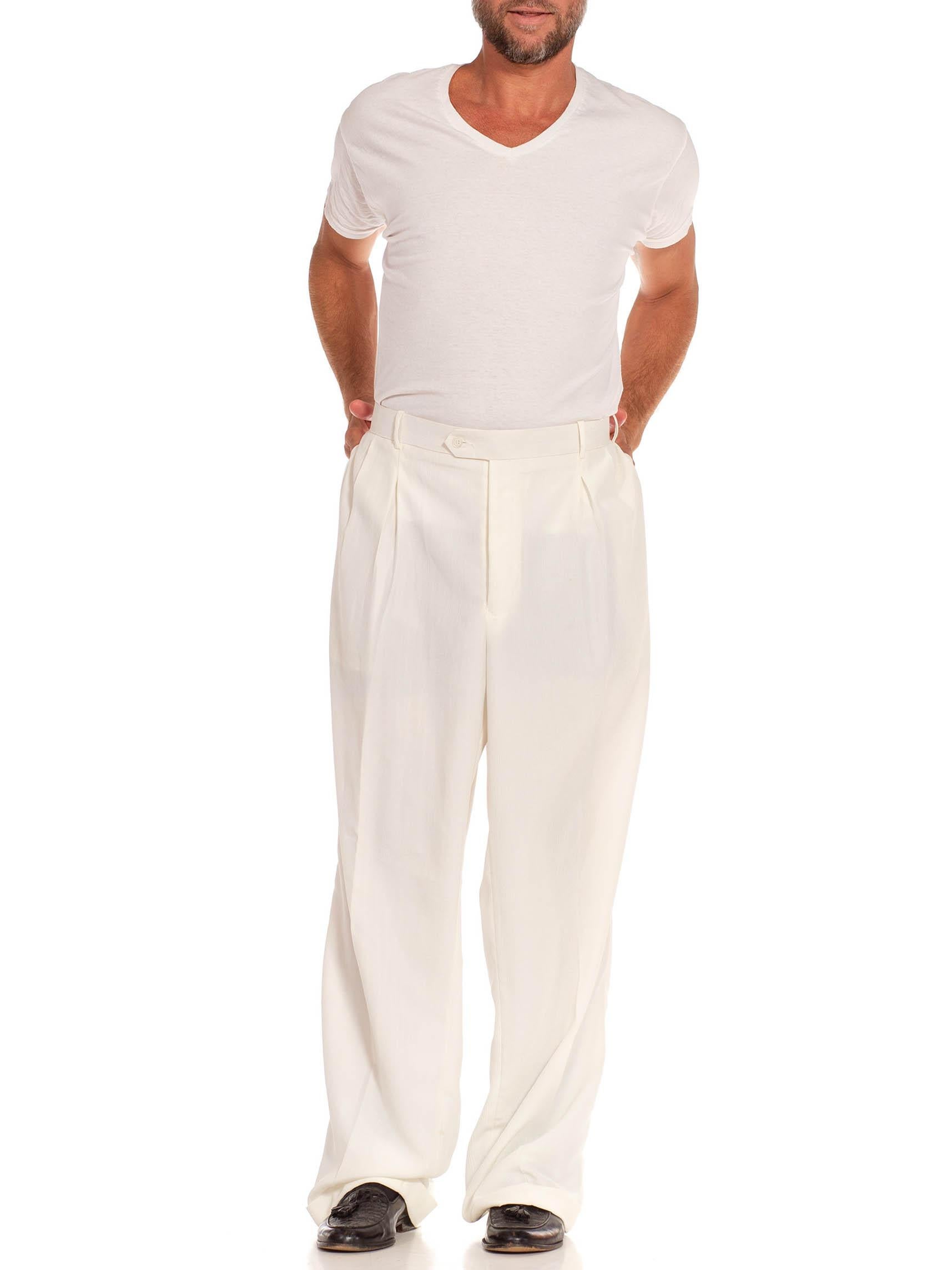 1970S White Polyester Crepe Pants For Sale 1