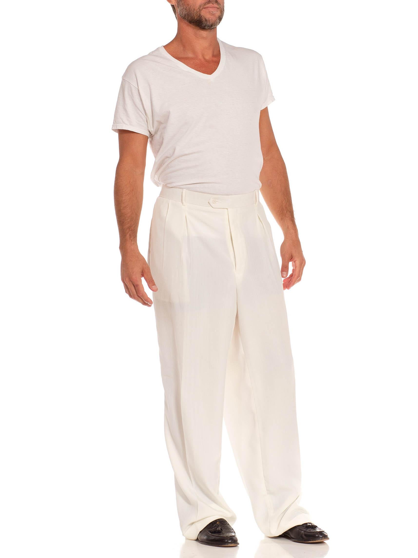 1970S White Polyester Crepe Pants For Sale 2