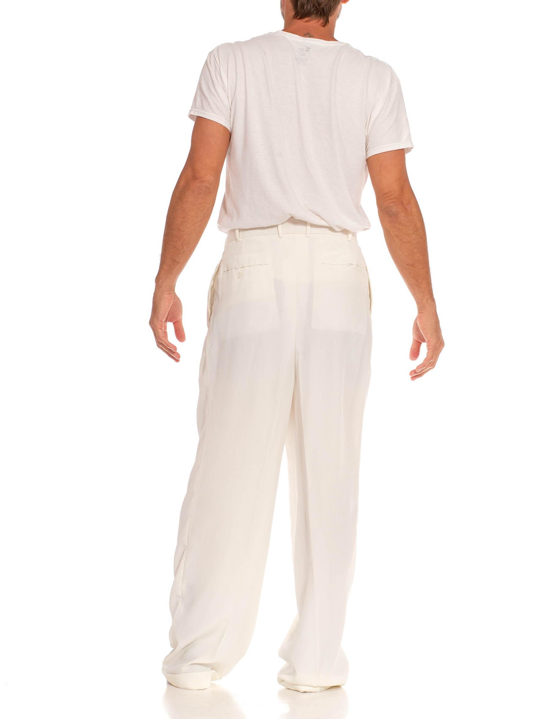 1970S White Polyester Crepe Pants For Sale 3