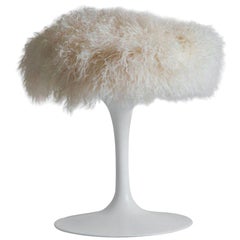 Vintage 1970s, White Saarinen Tulip Stool by Knoll