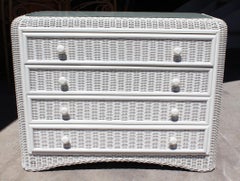 1970s White Spanish Wicker and Wood Dresser