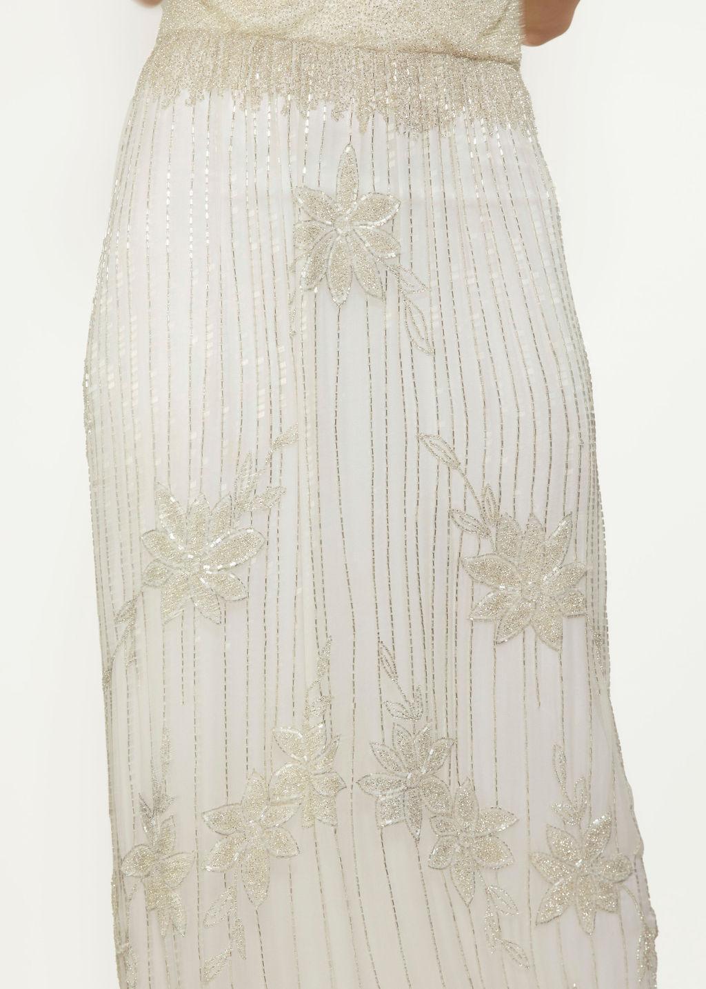1970's White w/ Silver Beaded Halter Dress 1