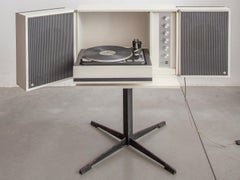 1970s White WEGA HiFi Dual Design Console Turntable Record Player, Germany