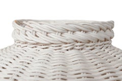 1970’s White Wicker Scalloped Table Lamp