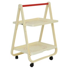 1970s White with Red Bar Cart Trolley by Pierre Cardin for Simo