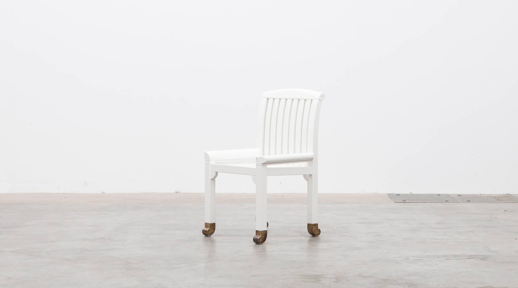 Brass 1970s White Set of Six Garden Chairs by Kerstin Holmquist