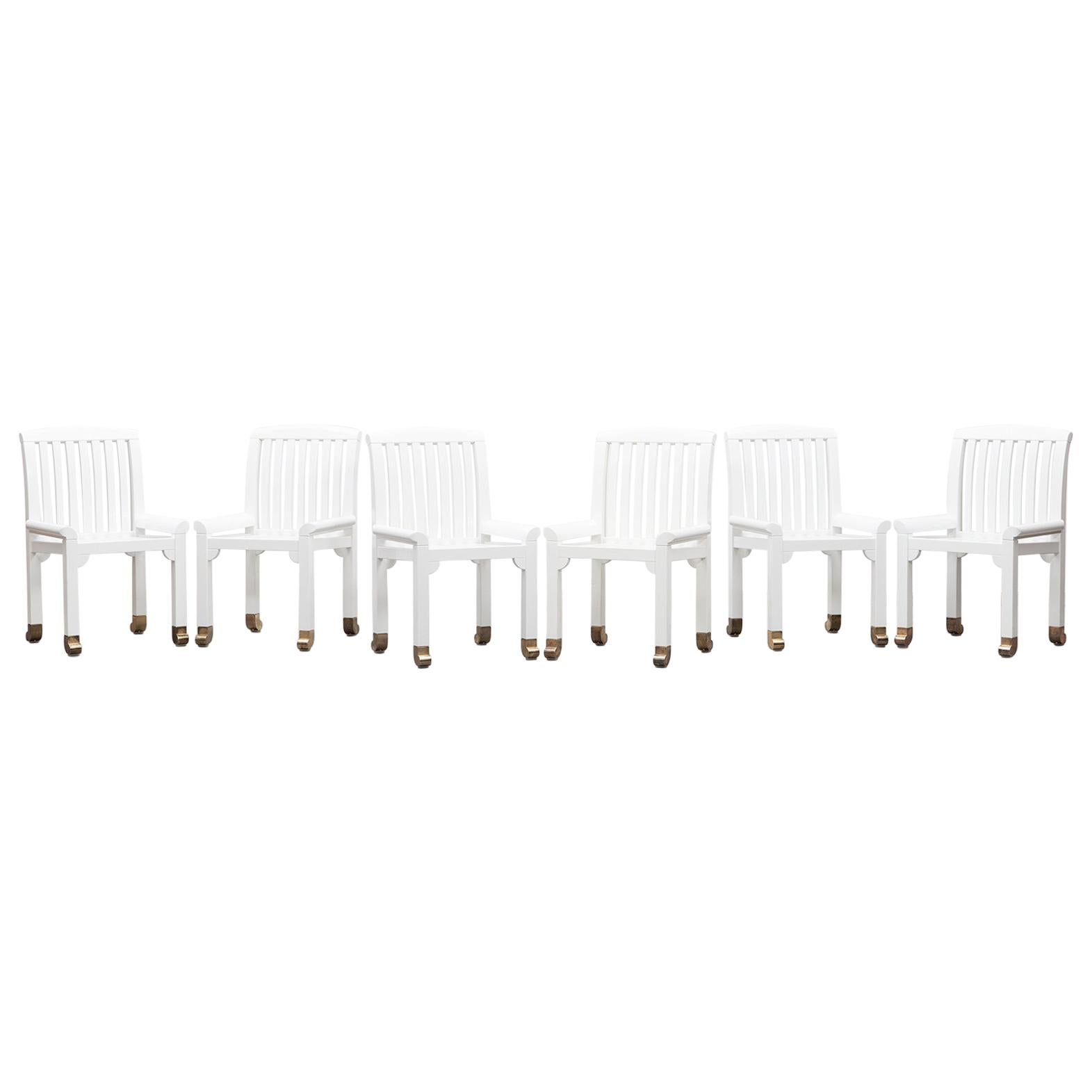 1970s White Set of Six Garden Chairs by Kerstin Holmquist