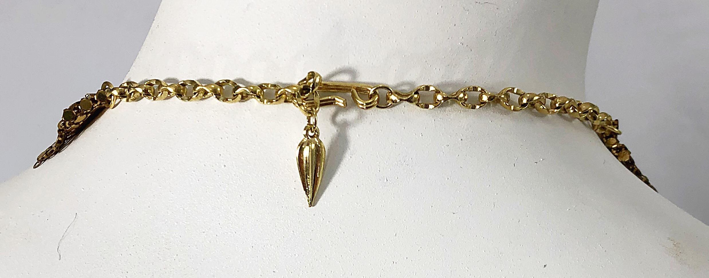 Whiting & Davis, collier gousset vintage à franges en métal et cotte de mailles en or, années 1970 en vente 2