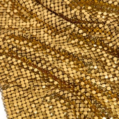 1970s Whiting & Davis Gold Chainmail Neckerchief Bib Necklace