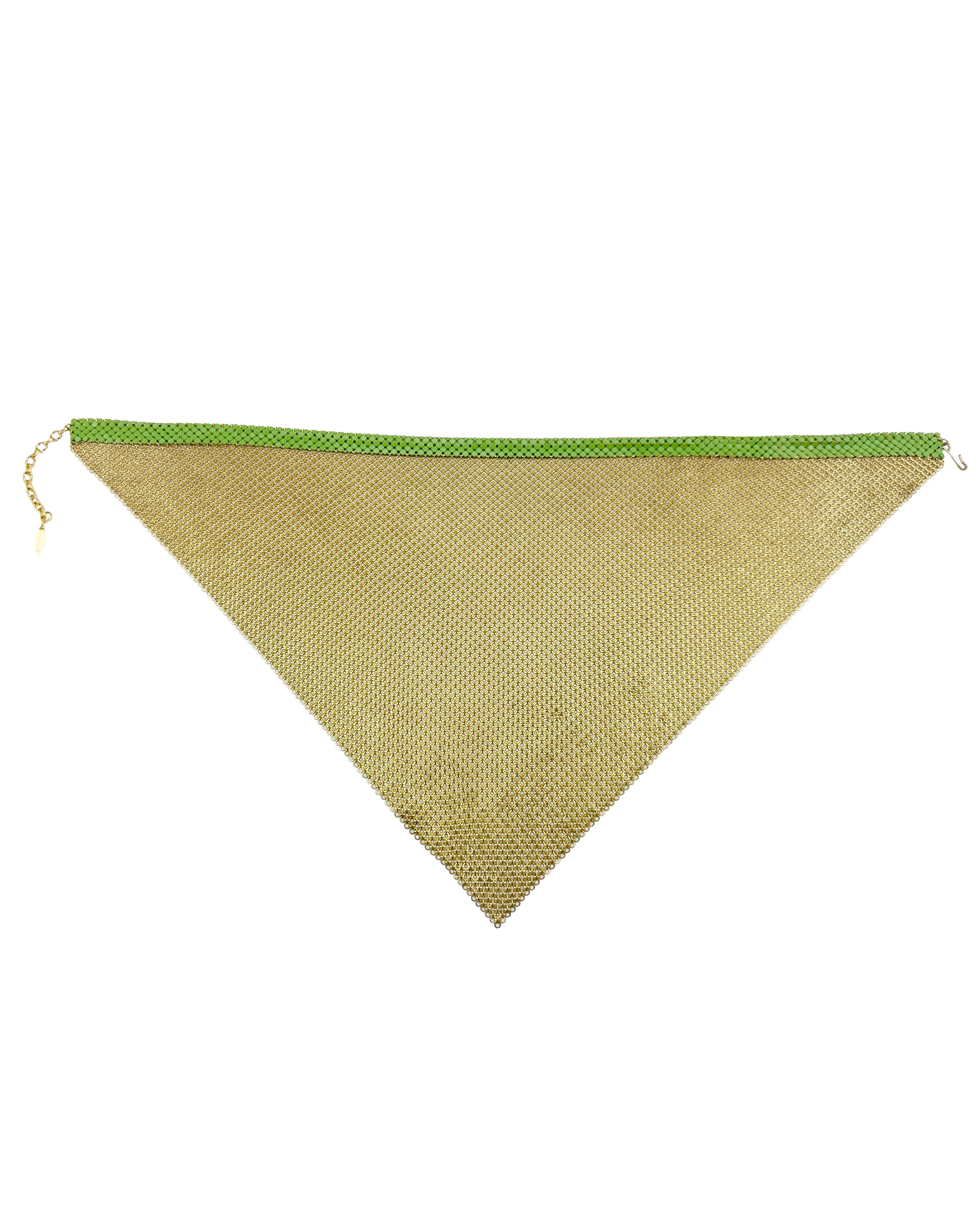 Verde 1970's Whiting & Davis Mesh Scarf Style Necklace in vendita