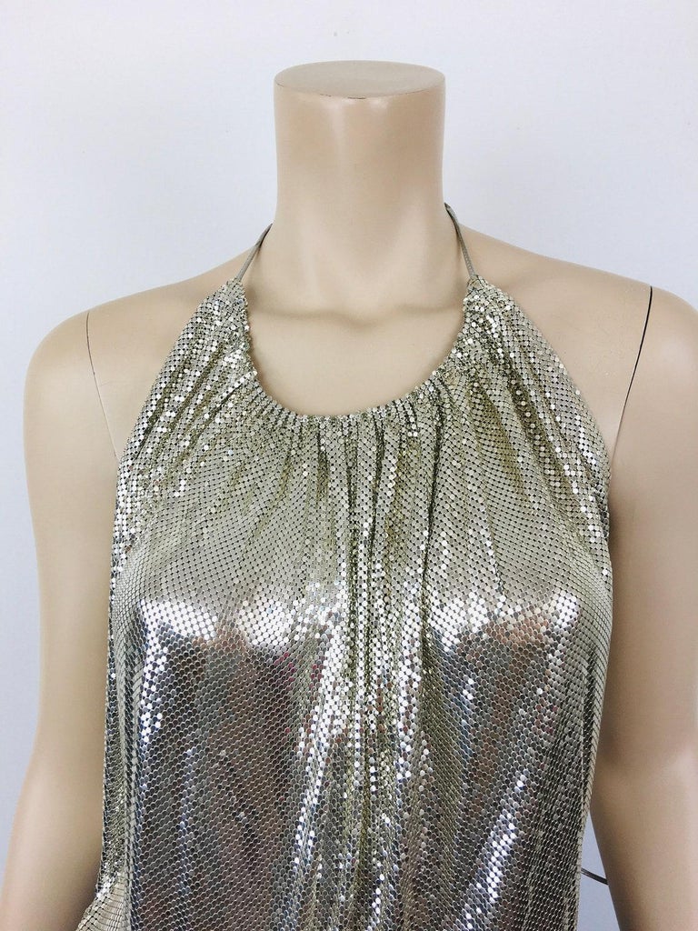 1970s Whiting and Davis Silver Metallic Chainmail Backless Vintage ...