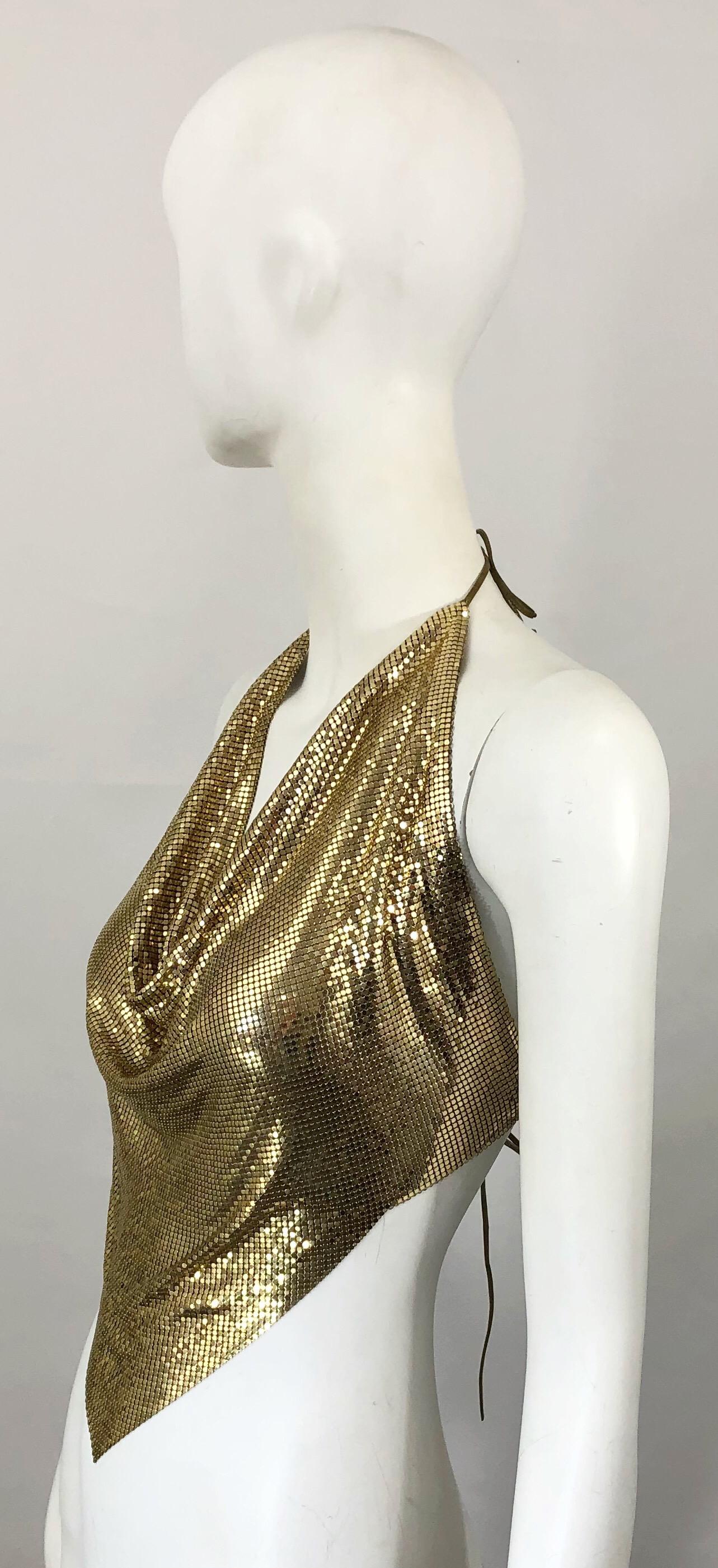 gold lame halter top