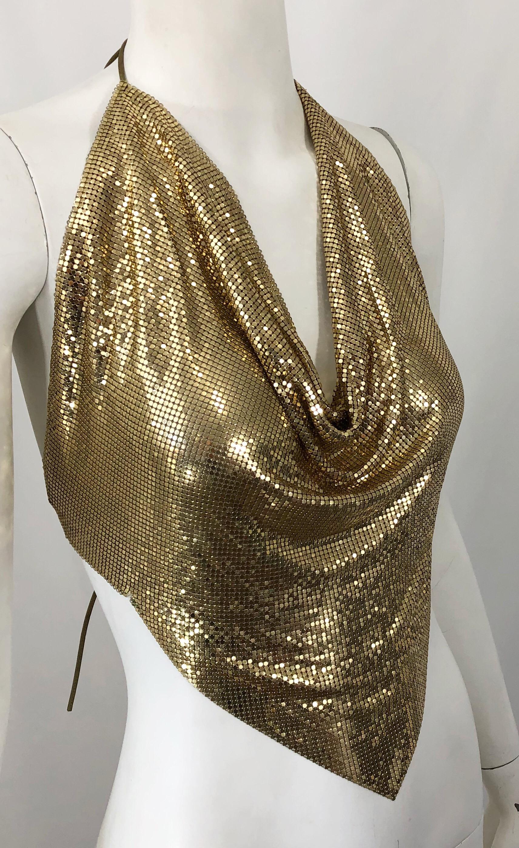 1970s Whting and Davis Gold Chain Mail Metal Mesh Vintage 70s Disco ...