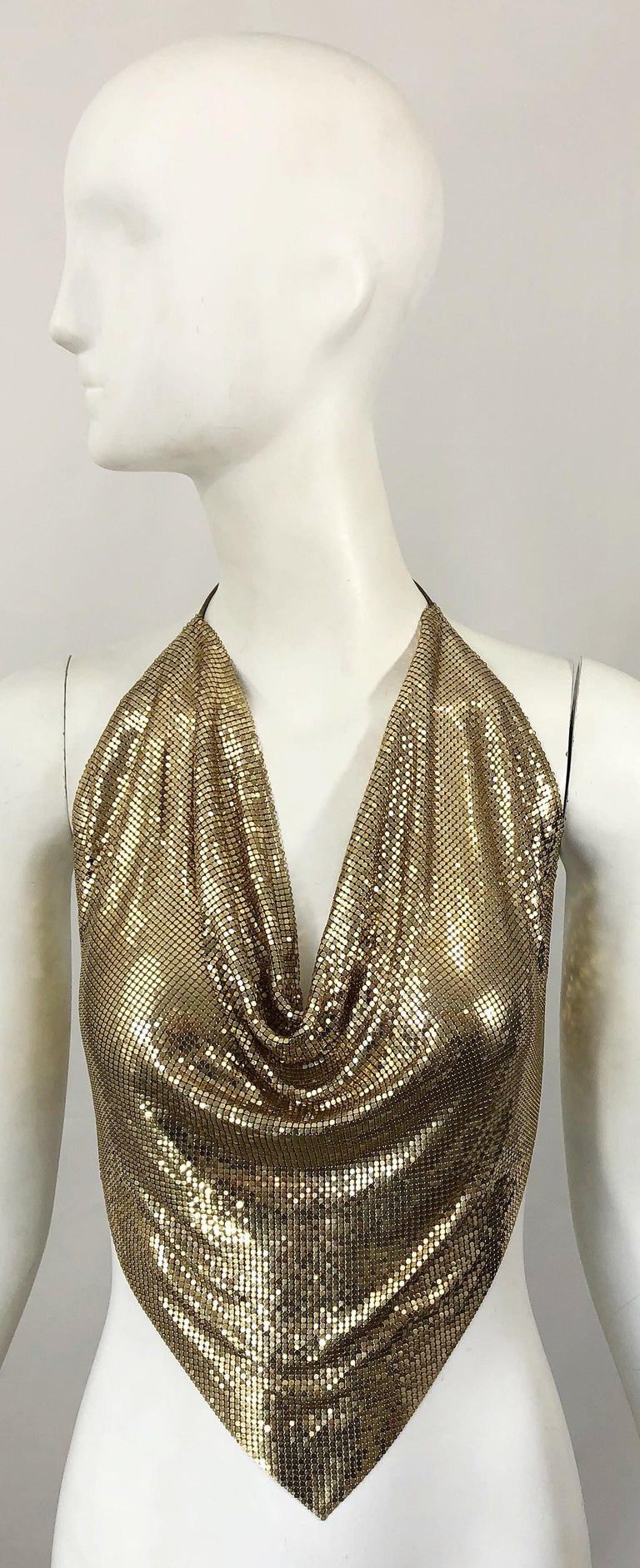 Whiting & Davis Vintage Chainmail Metal Mesh Halter Top 1970's – Foxy  Couture Carmel