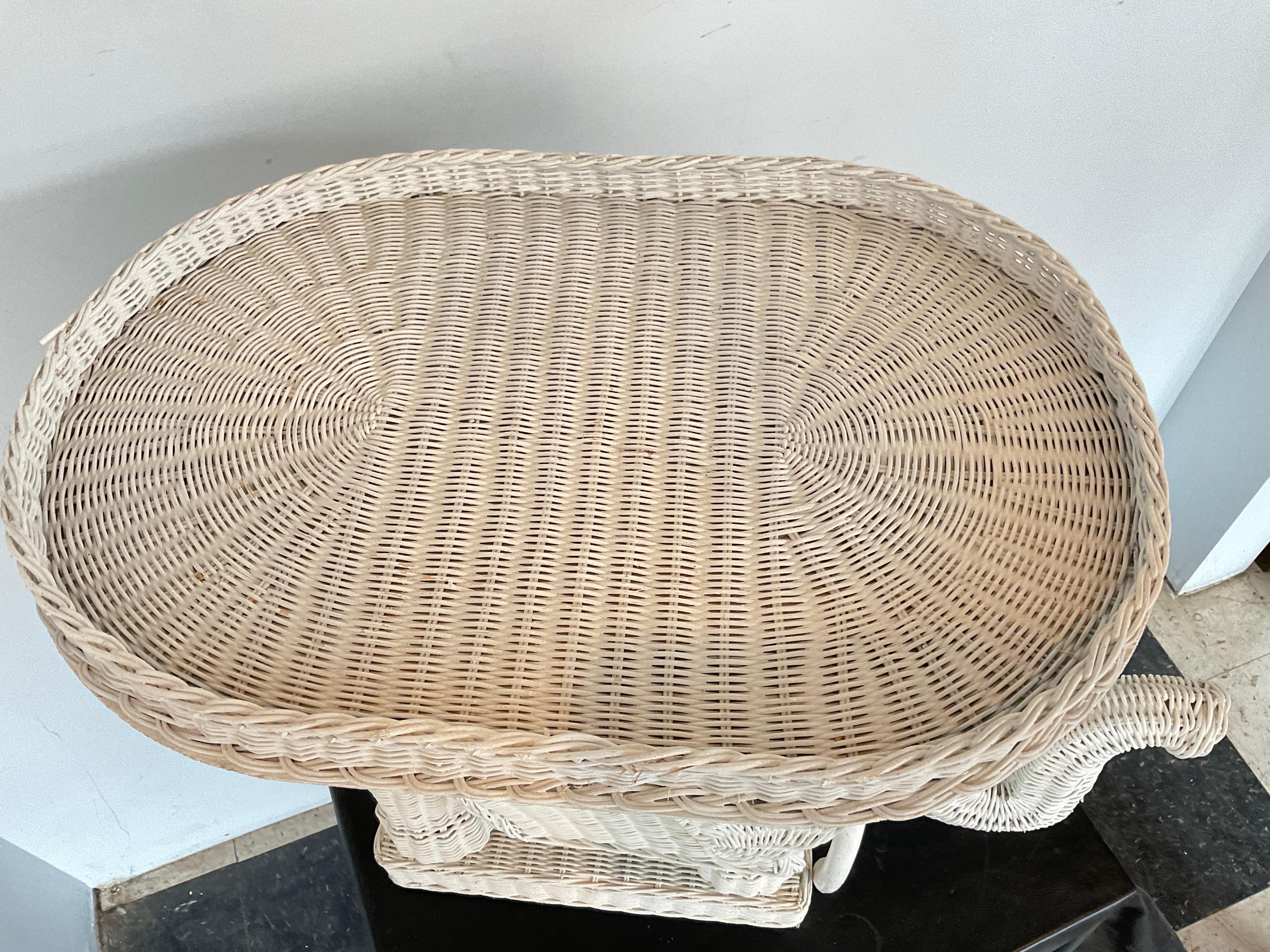 1970s Wicker Elephant Table For Sale 5