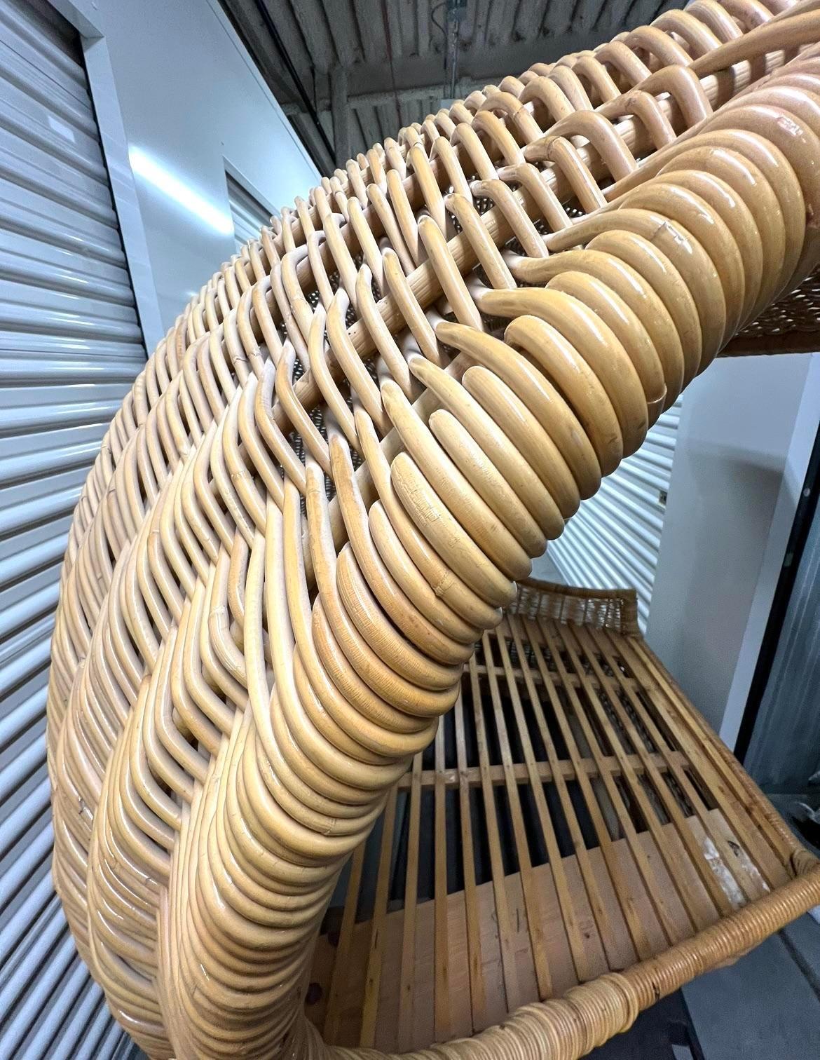 North American 1970s Wicker Shell Indoor Lounge Chair For Sale