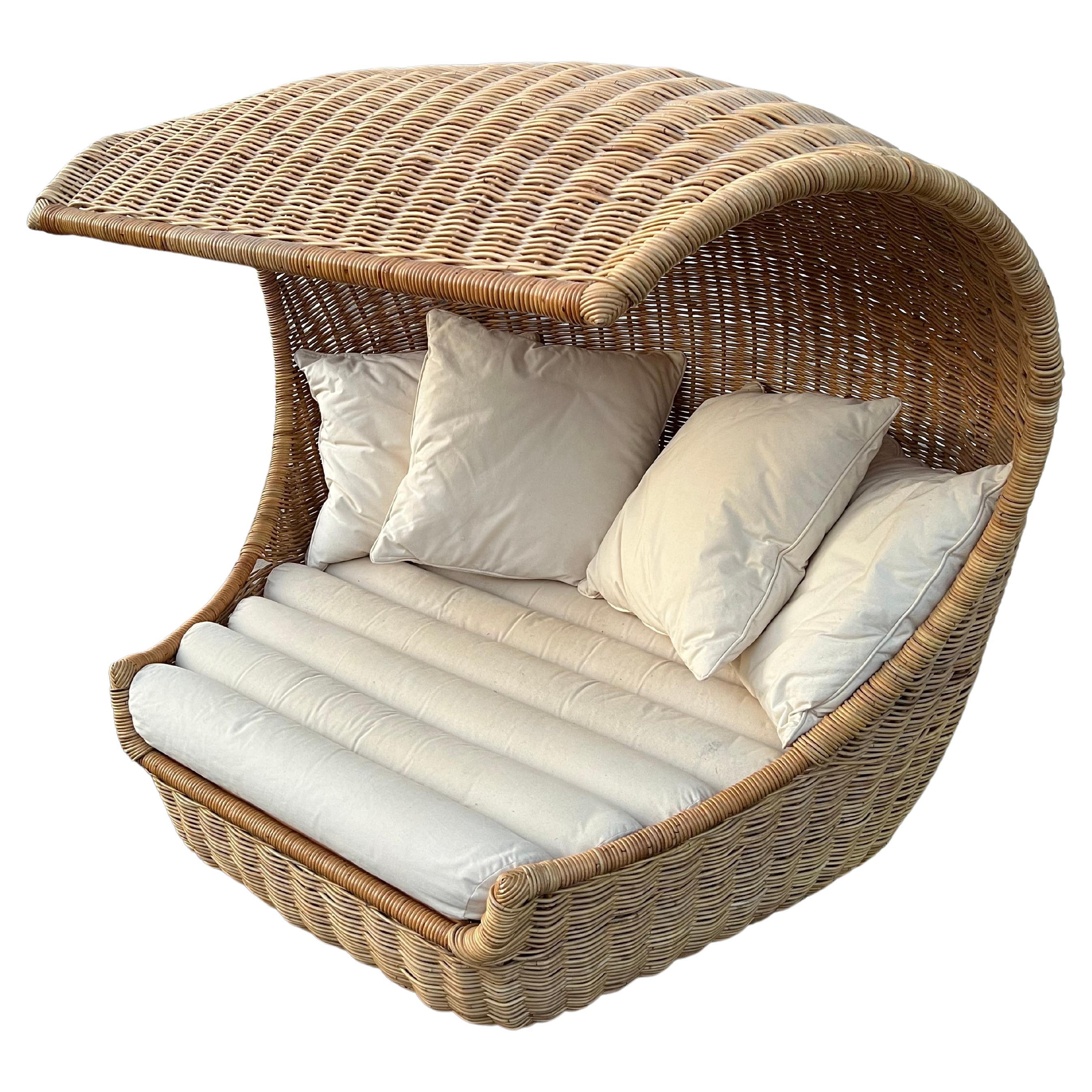 1970s Wicker Shell Indoor Lounge Chair