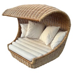 1970s Wicker Shell Indoor Lounge Chair