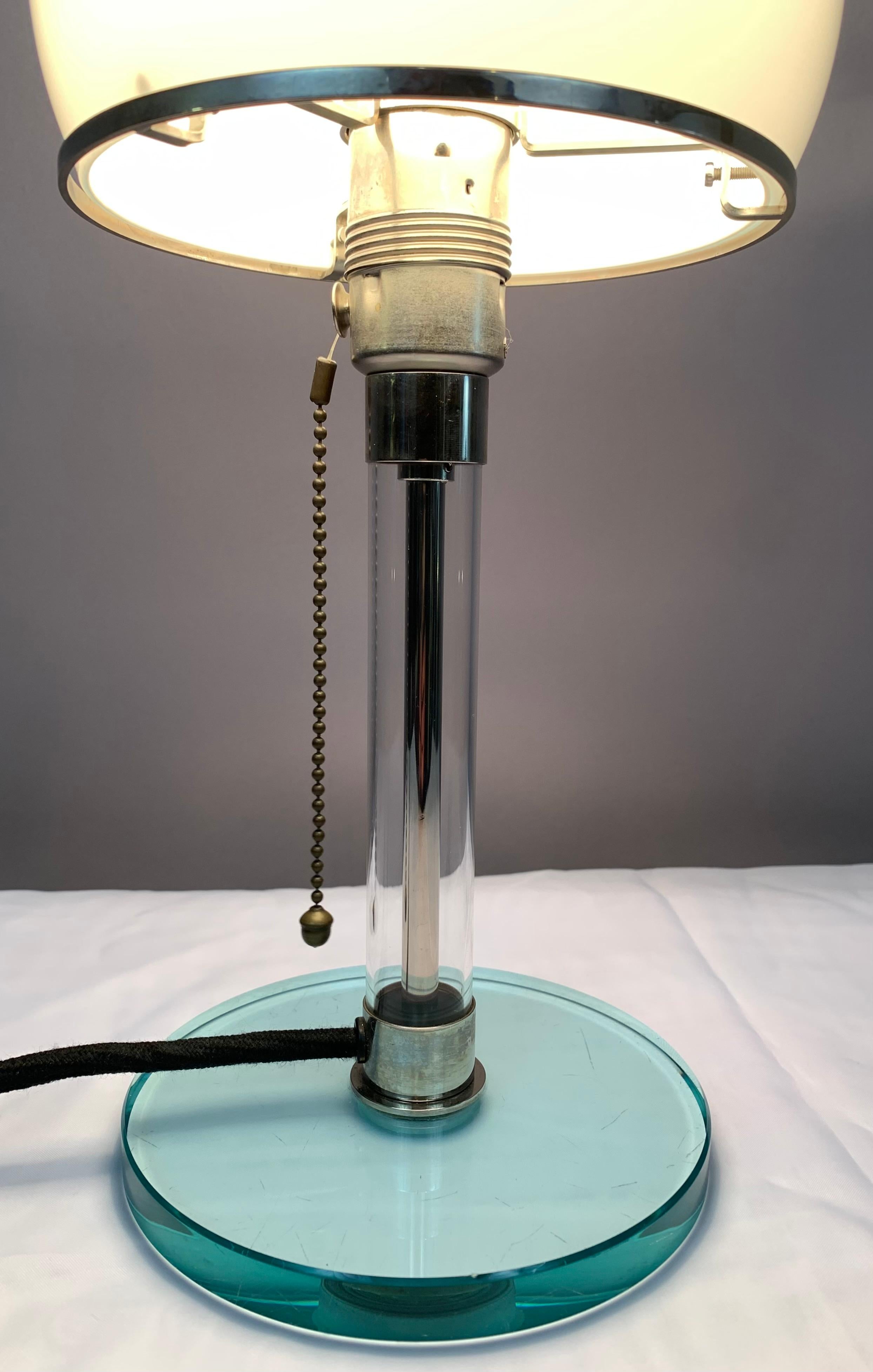 1970s, Wilhelm Wagenfeld WG 24 Bauhaus Chrome and Domed White Glass Table Lamp 3