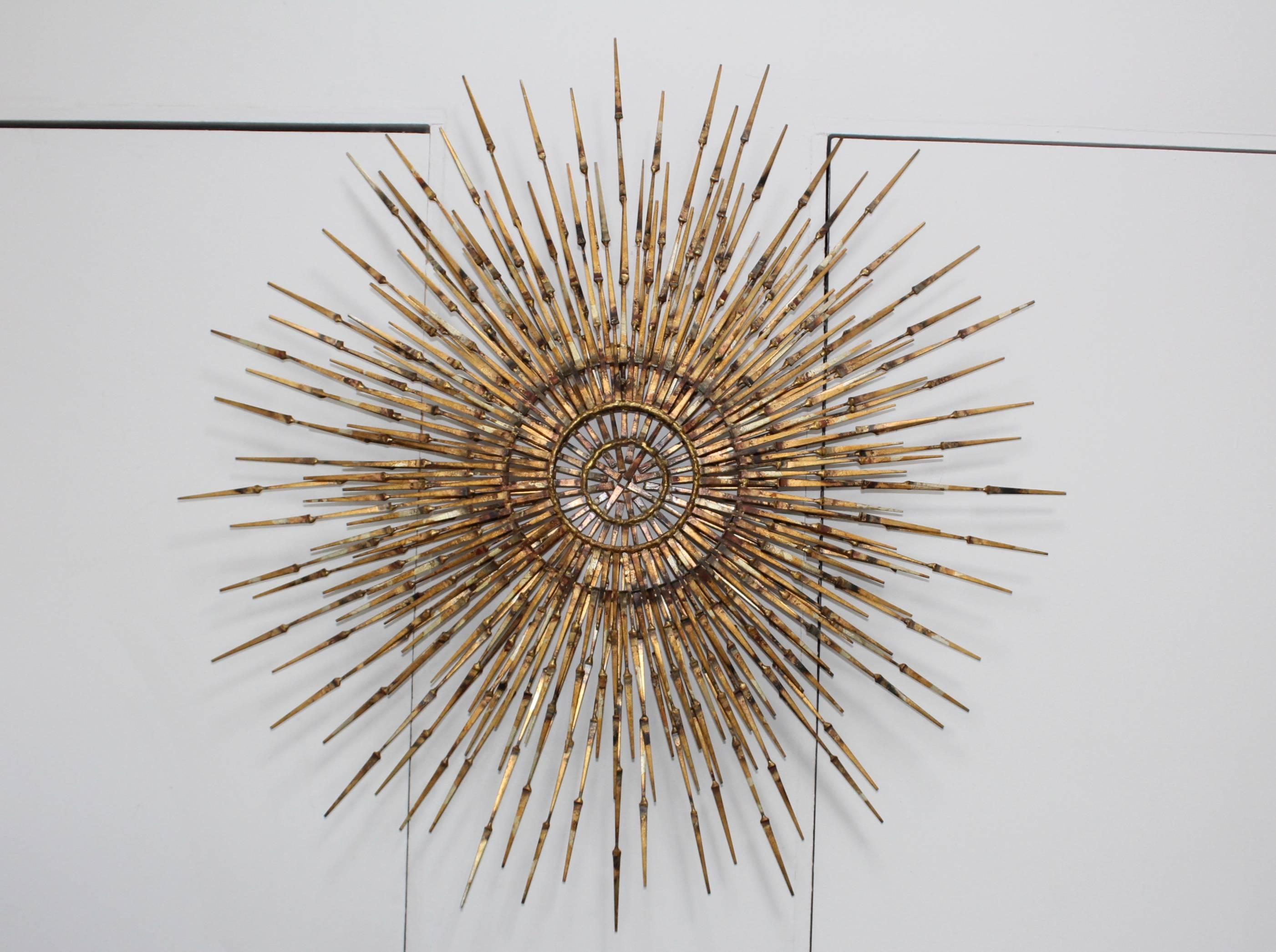 Mid-Century Modern sculpture murale William Bowie Sunburst des années 1970