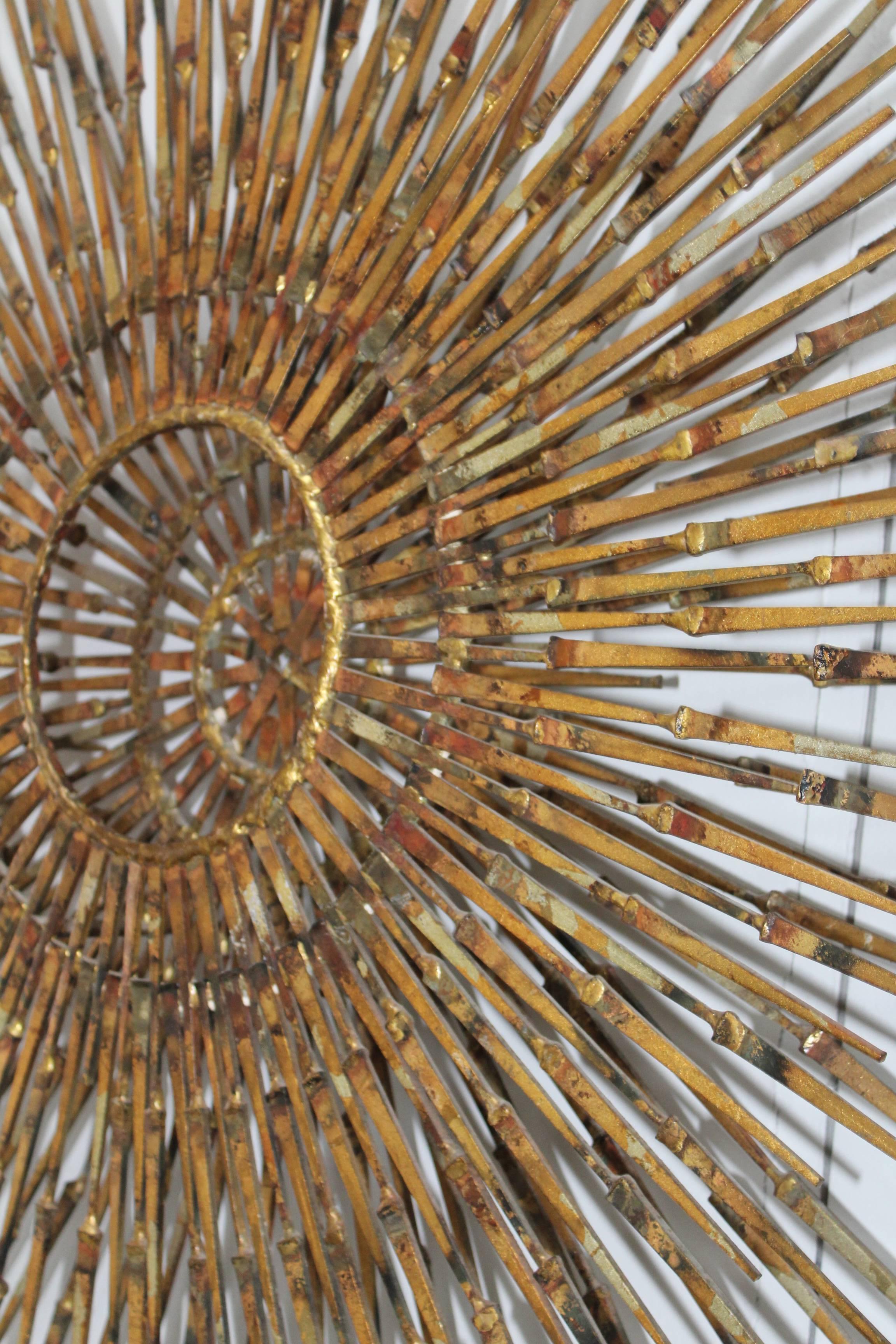 Métal sculpture murale William Bowie Sunburst des années 1970