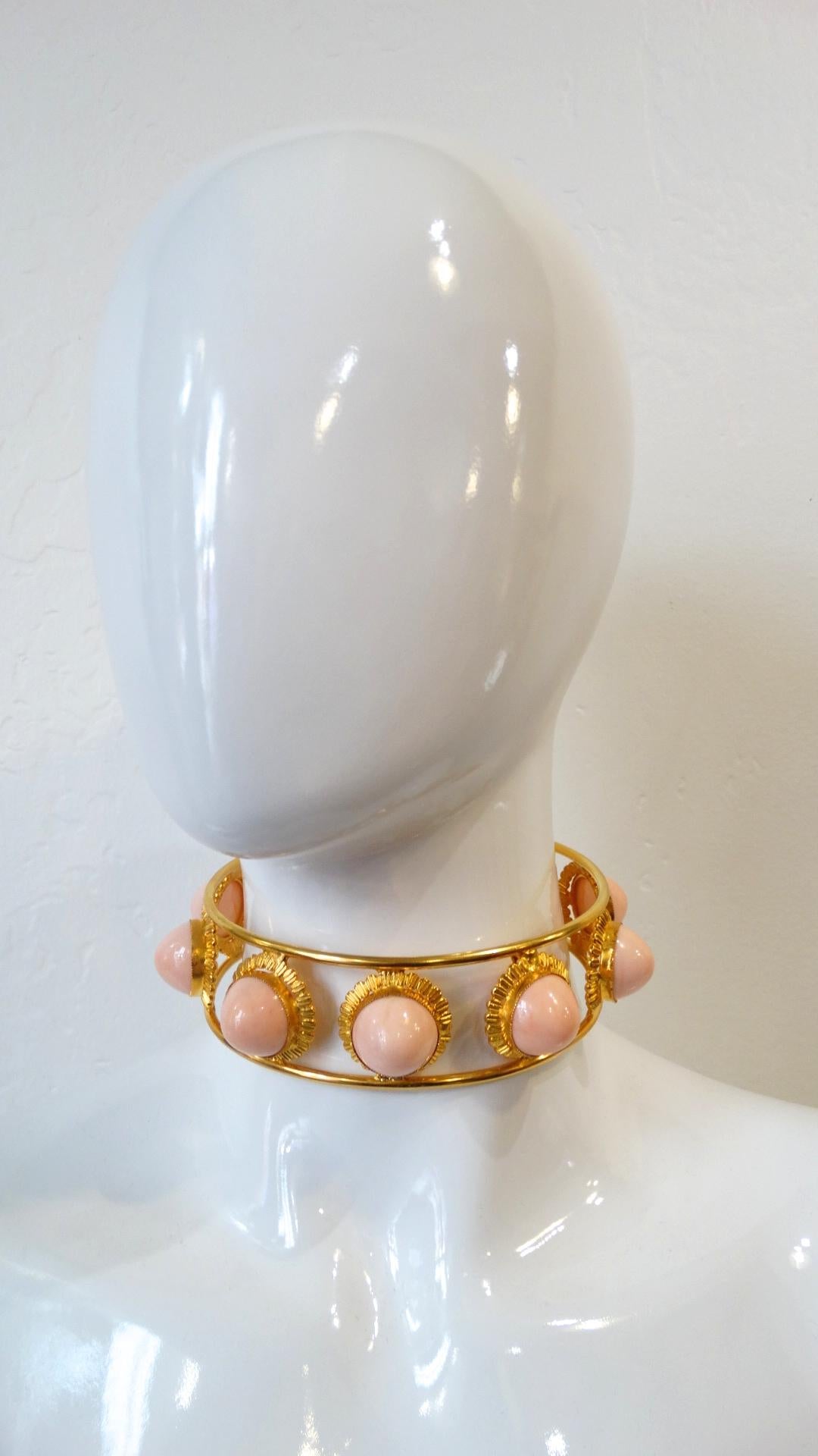 1970s William de Lillo Faux Coral Statement Choker  2