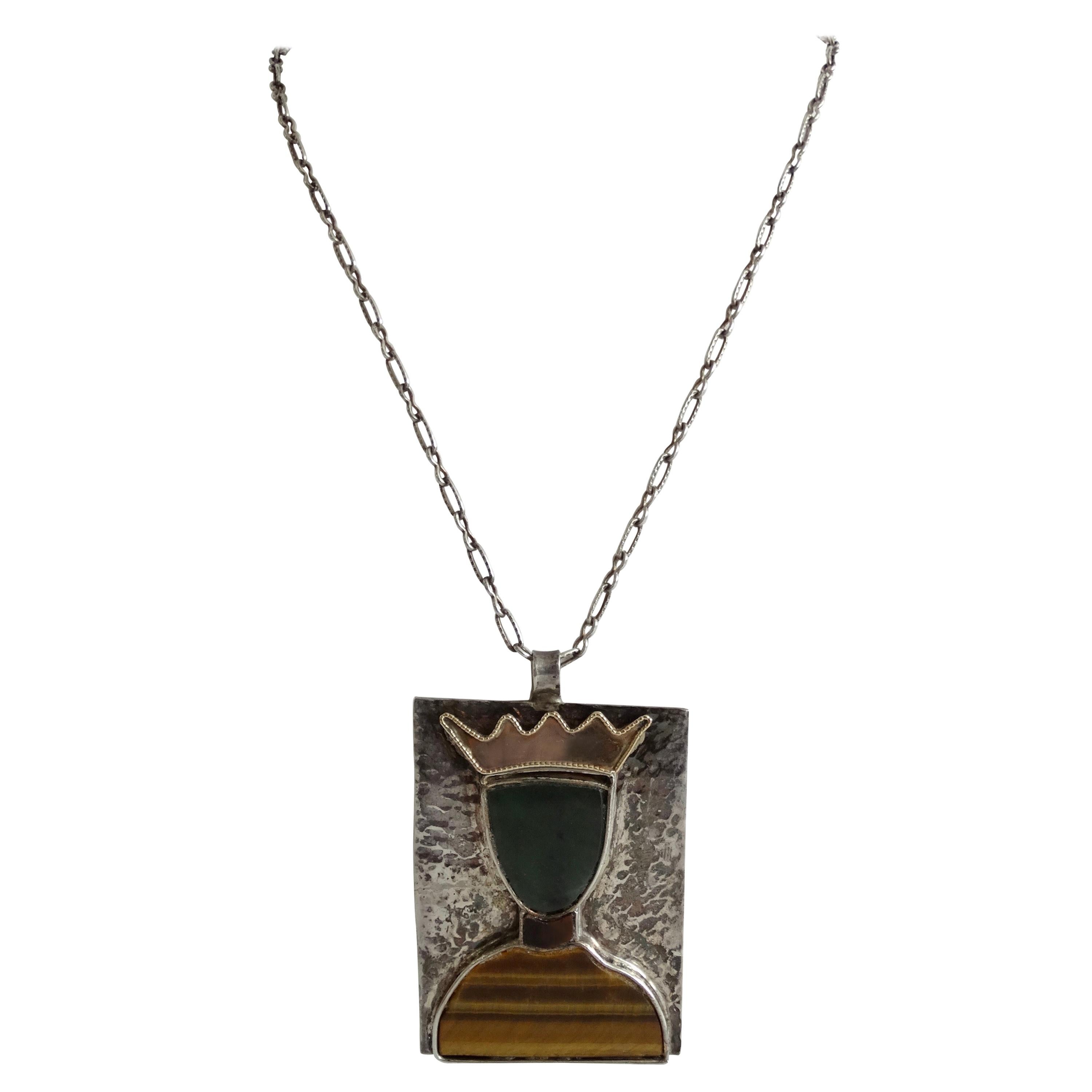 William De Lillo 1970s Queen Pendant Necklace For Sale