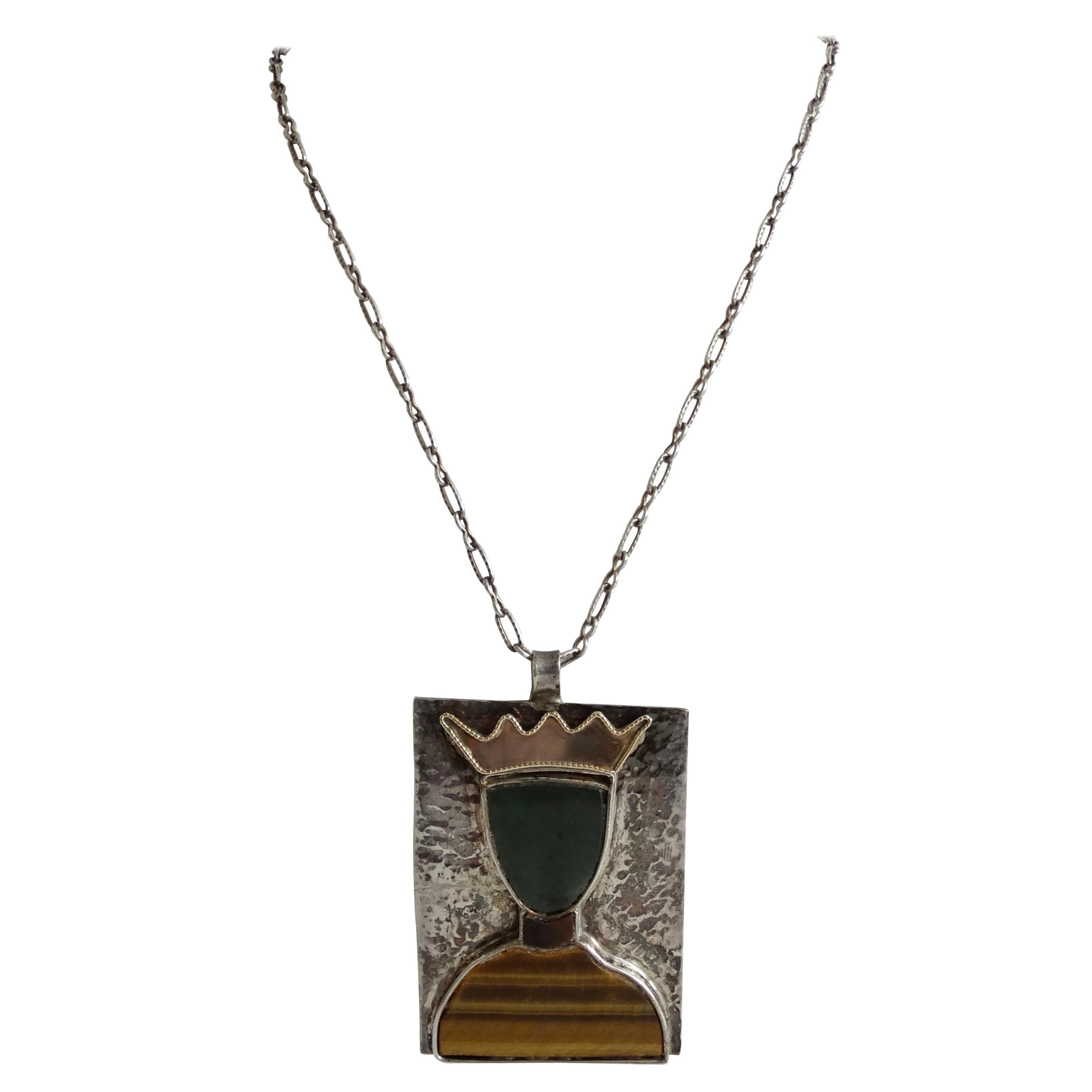 William De Lillo 1970s Queen Pendant Necklace  For Sale