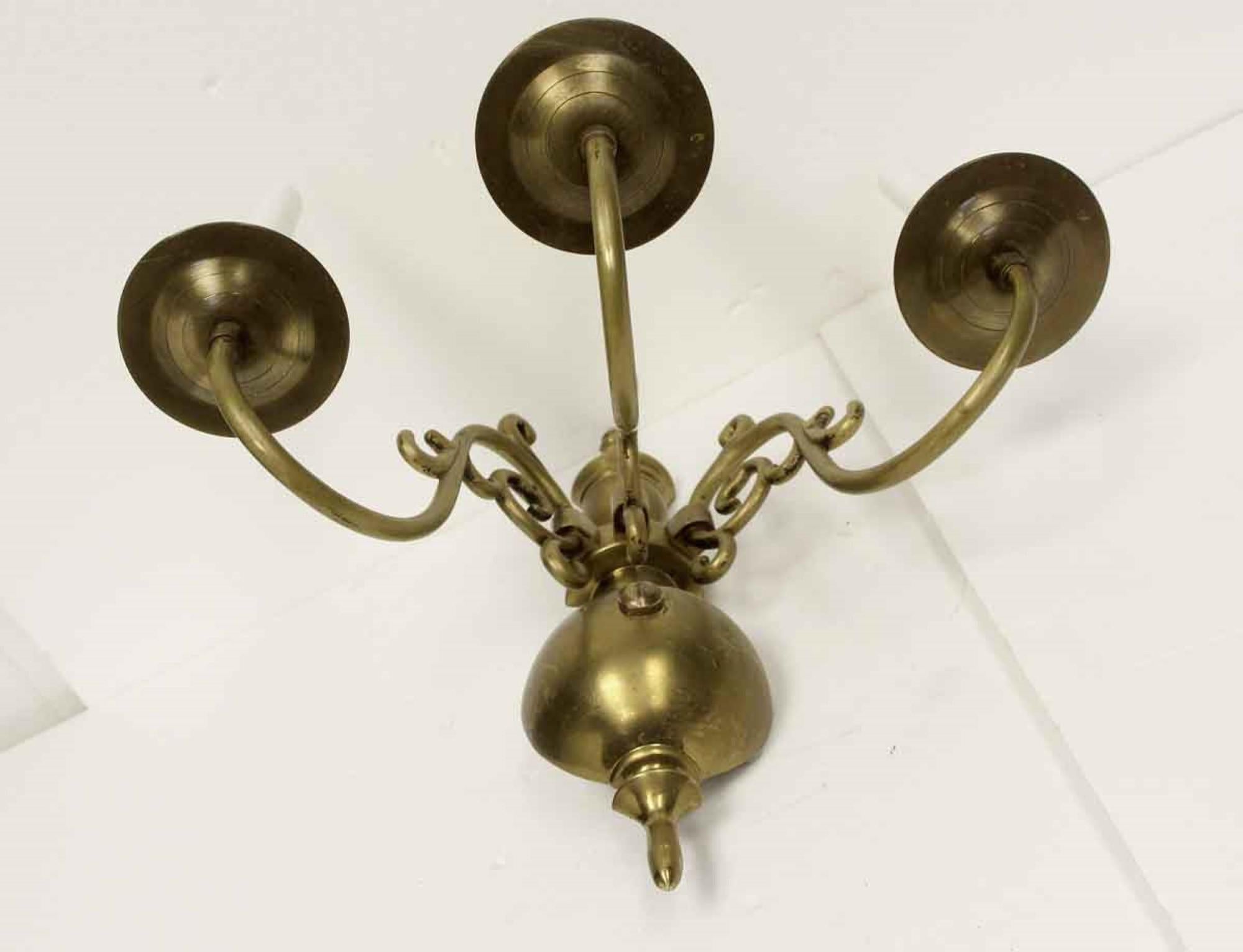 American 1970s Williamsburg Cast Brass Single Wall Sconce Single 3-Arms