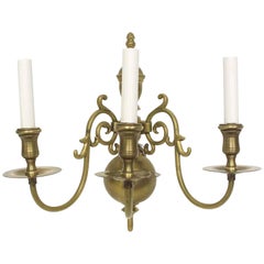 1970s Williamsburg Cast Brass Single Wall Sconce Single with 3-Arm