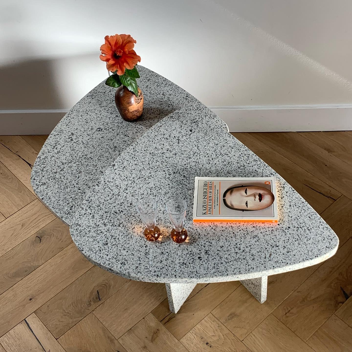 Belgian Willy Ballez Signed Granite Side Table, circa 1976