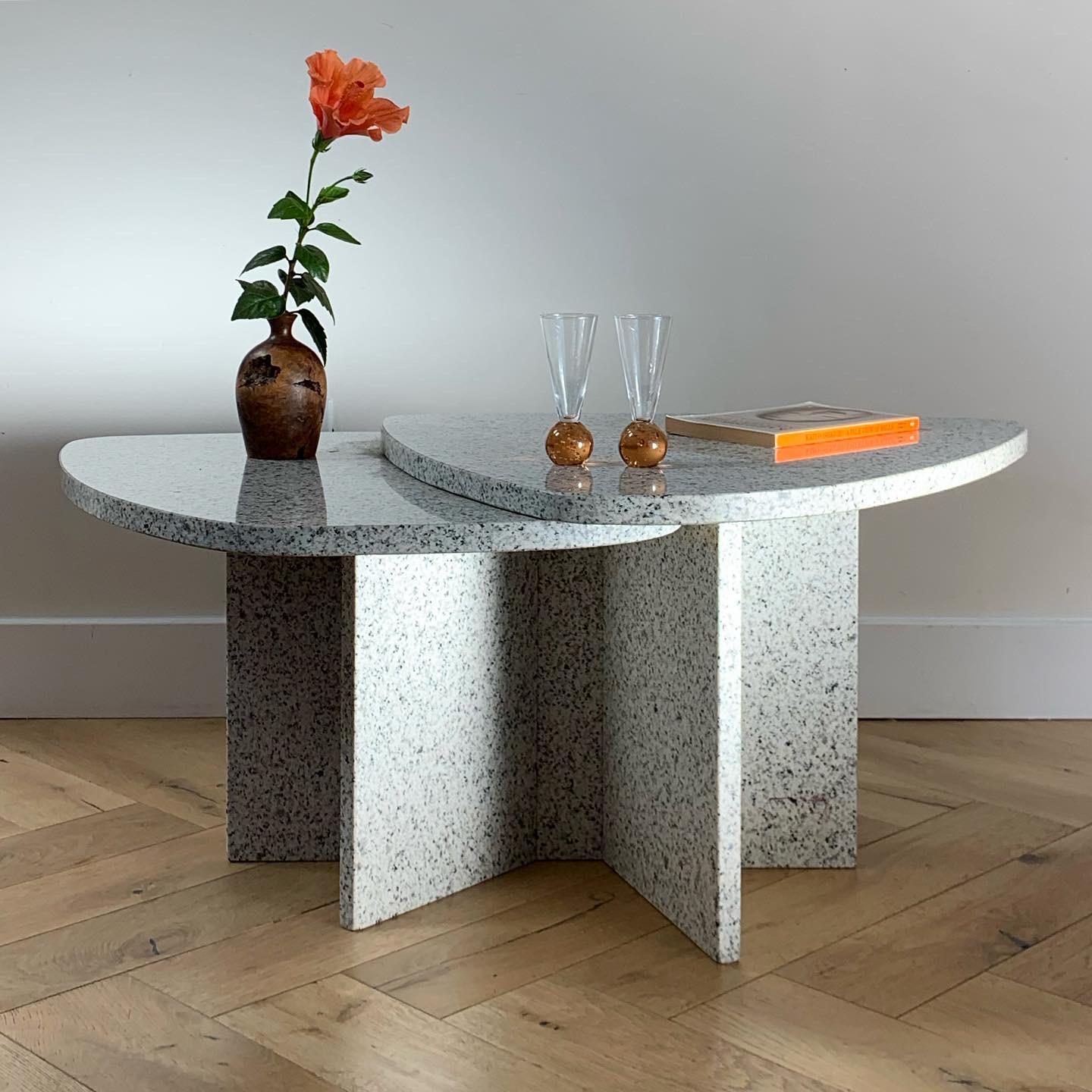 Hand-Crafted Willy Ballez Signed Granite Side Table, circa 1976