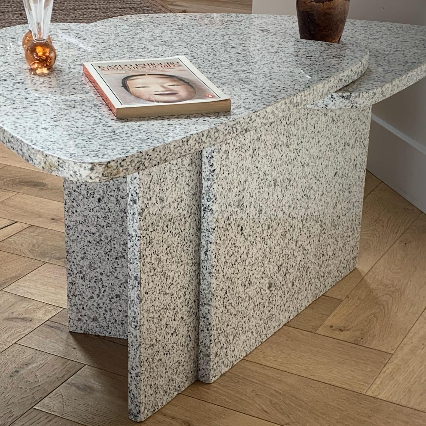 Willy Ballez Signed Granite Side Table, circa 1976 In Good Condition In View Park, CA