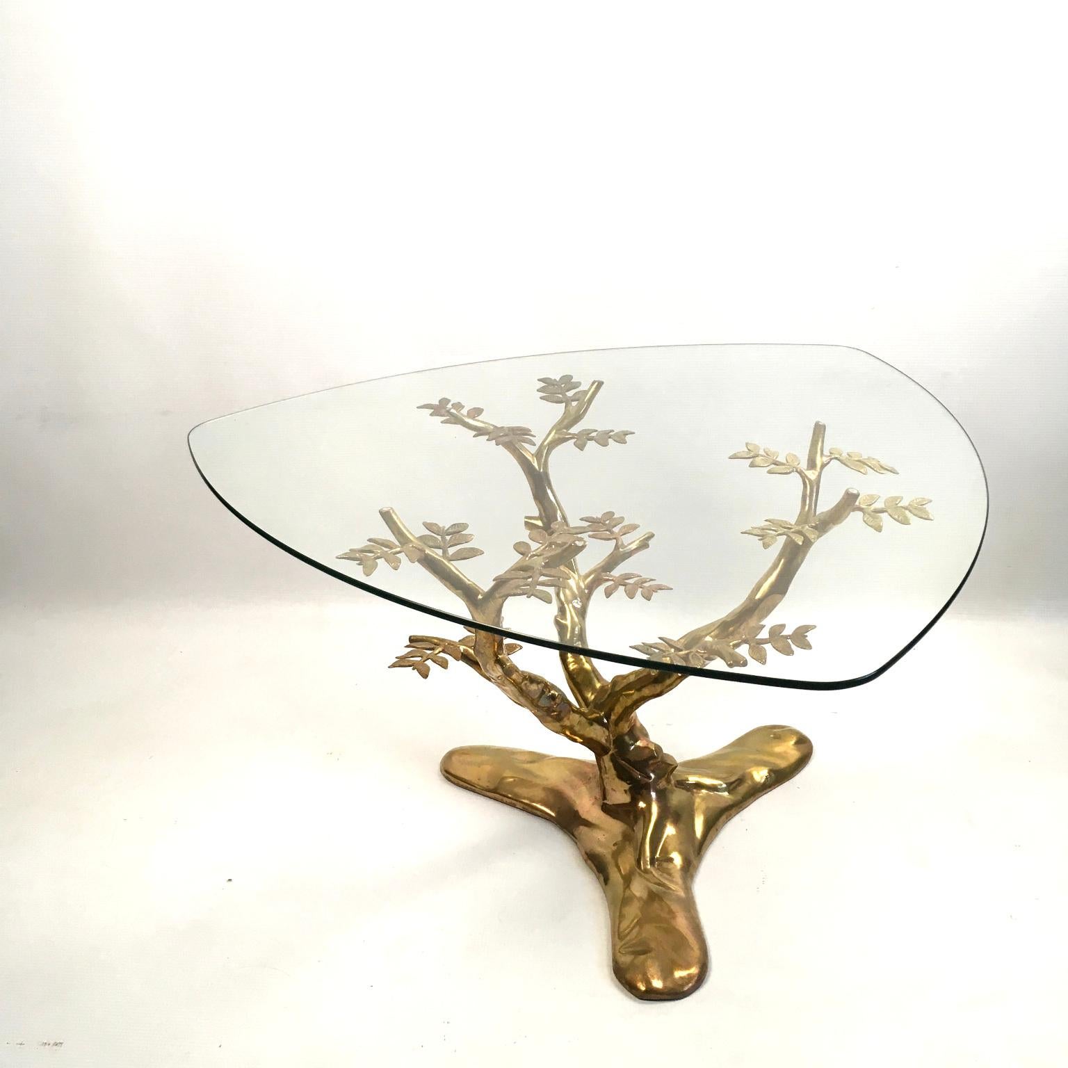 1970s Willy Daro Brass and Glass Tree Coffee Table, Belgium 7