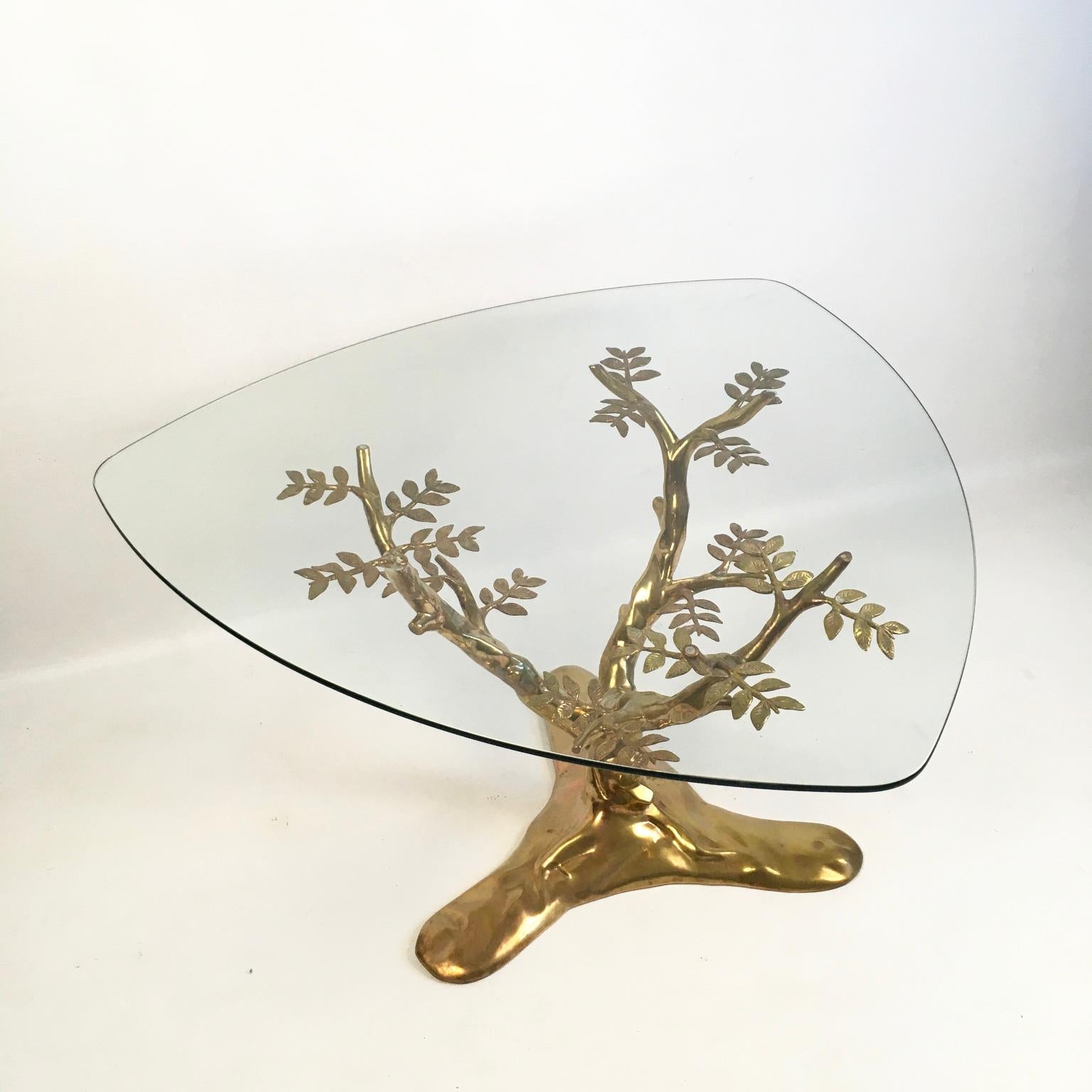 1970s Willy Daro Brass and Glass Tree Coffee Table, Belgium In Good Condition In London, GB