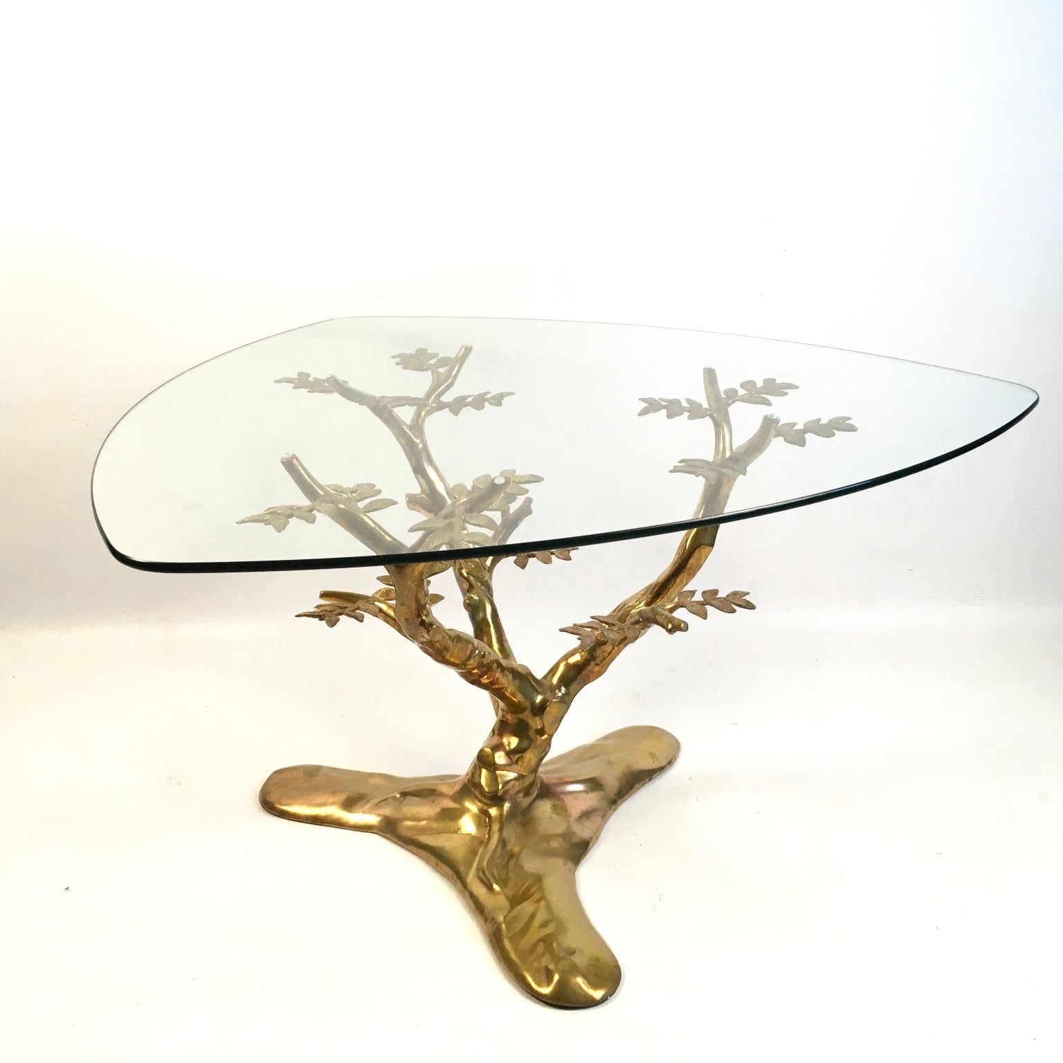 1970s Willy Daro Brass and Glass Tree Coffee Table, Belgium 2