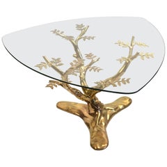 1970s Willy Daro Brass and Glass Tree Coffee Table, Belgium