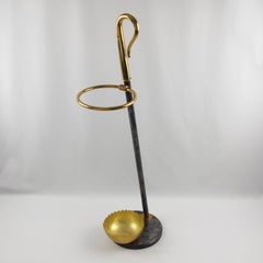 1970s Willy Daro Style Brass & Cast Iron Umbrella Stand Swan Neck