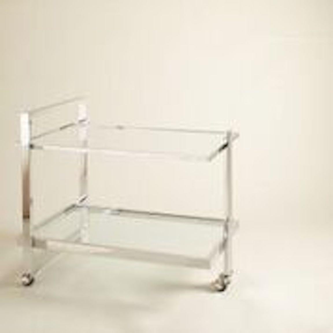 1970s Willy Rizo Chrome Bar Cart In Excellent Condition In Aspen, CO
